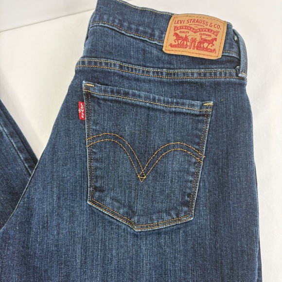 Levi's 505 Mid Rise Stretch Straight Fit Dark Wash Denim Jeans Size 8 (30x29.5) - Picture 2 of 13
